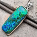 40,4 ct. Подвеска с ПЕЙЗАЖНОЙ ХРИЗОКОЛЛОЙ в стерлинговом серебре. Кулон