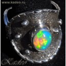 Дизайнерское кольцо с натуральным эфиопским ОПАЛОМ в серебре