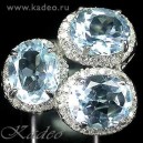 Сверкающие ТОПАЗЫ SKY BLUE, белые топазы в белом золоте и серебре, размер 18
