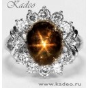 КОЛЬЦО со ЗВЕЗДЧАТЫМ натуральным САПФИРОМ, размер 16,75