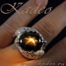 Шикарный дизайн! САПФИР звездчатый 17 ct - редкость! Кольцо размер 18