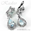 Серьги: ТОПАЗ SKY BLUE природный в золоте. Родирование, стерлинговое серебро