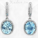 Серьги: ТОПАЗ SKY BLUE природный в платине и серебре