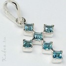 ТОПАЗЫ голубые SWISS BLUE серебро ПОДВЕСКА - КРЕСТ