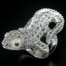968 СТ, КОЛЬЦО - ГИГАНТ!  ГРАНАТЫ и МАРКАЗИТЫ, серебро 925