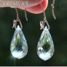 Серьги с крупными 24 мм! ТОПАЗАМИ - SWISS BLUE, бриолет в серебре