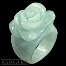 Натуральный АМАЗОНИТ - зеленый лунный камень, 3D резьба по камню - РОЗА, кольцо гоголит